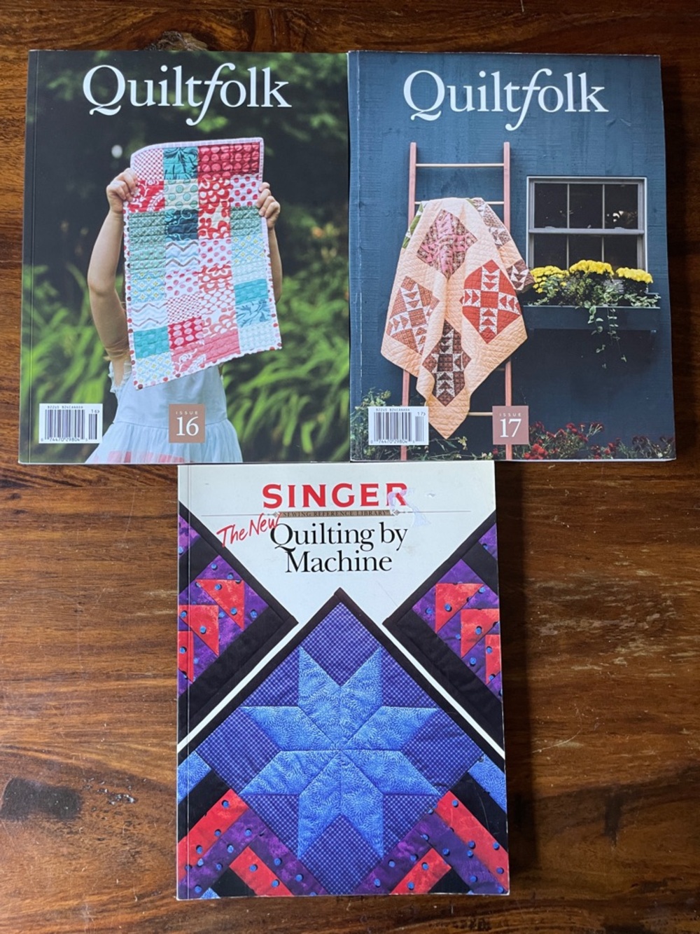 Bundle Lot 2 Quiltfolk Magazines (Issues # 16, 17) + SINGER Quilting by Machine